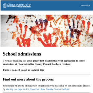 Gloucestershire County Council school admissions email