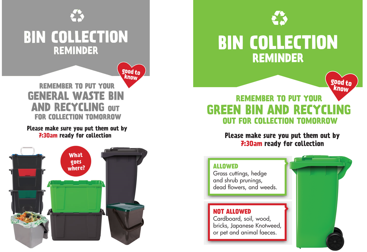 Bin Collection bulletin examples